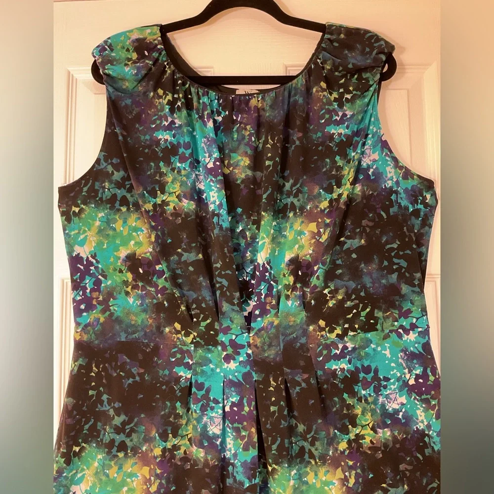 Worthington Watercolor Sleeveless Pleated Fit & Flare Dress Size XL - Picture 8 of 10
